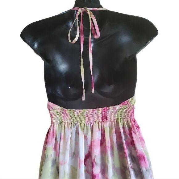 HM Pink and Green Floral Print Maxi Dress Sz 6 - Picture 5 of 8